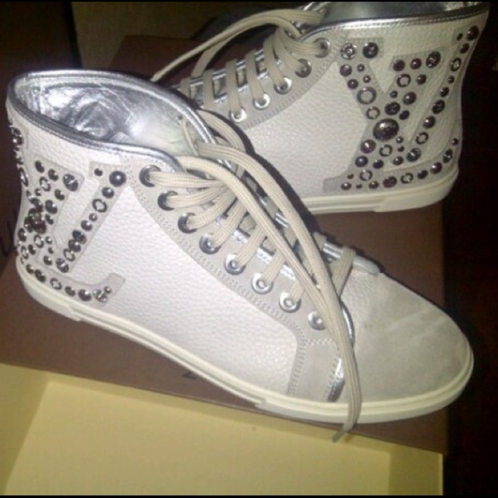 Louis Vuitton leather studded sneakers